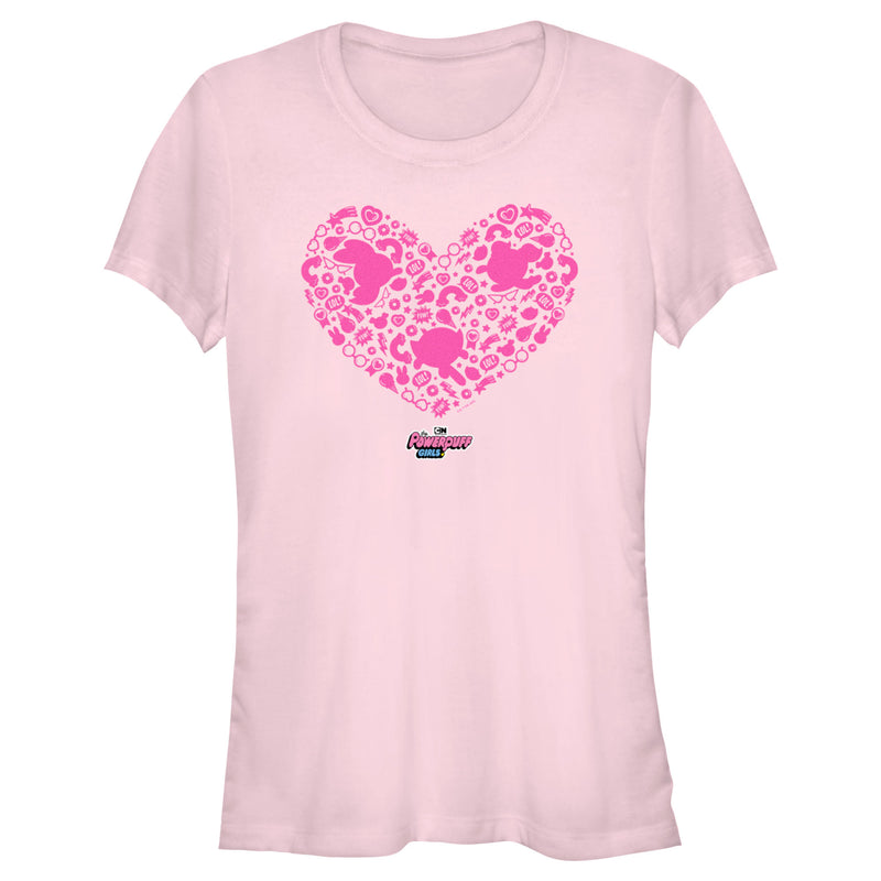 Junior's The Powerpuff Girls Valentine's Day Heart Silhouettes T-Shirt