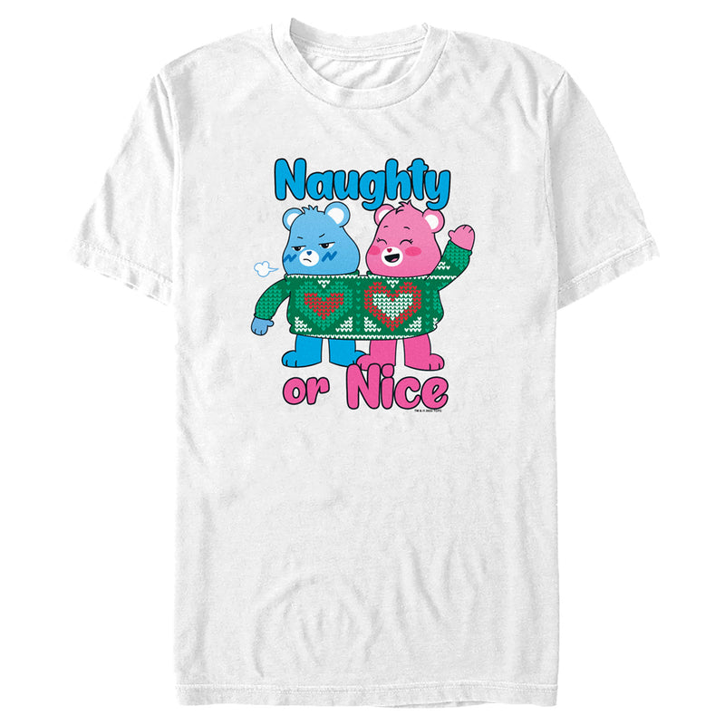 Men's Care Bears Christmas Cheer Bear and Grumpy Bear Naughty or Nice T-Shirt