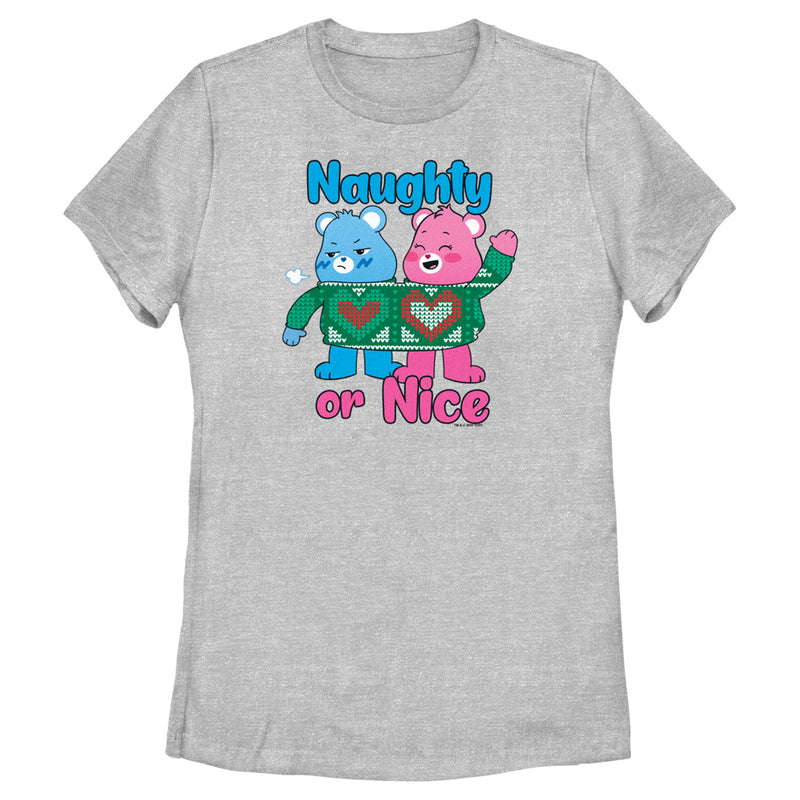 Women's Care Bears Christmas Cheer Bear and Grumpy Bear Naughty or Nice T-Shirt