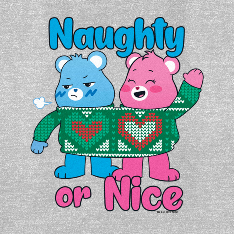 Women's Care Bears Christmas Cheer Bear and Grumpy Bear Naughty or Nice T-Shirt