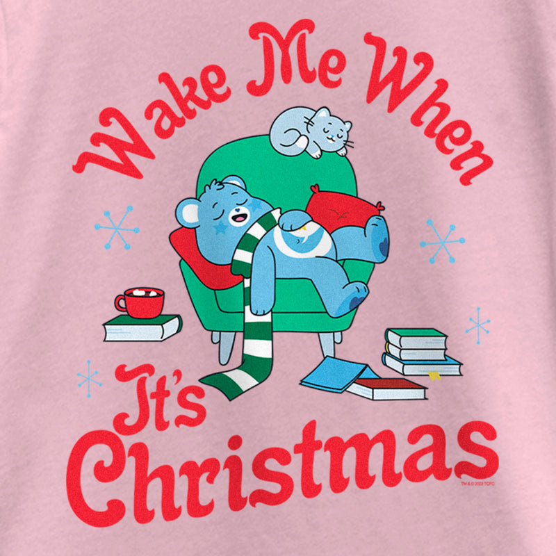 Girl's Care Bears Bedtime Bear Wake Me When It's Christmas T-Shirt