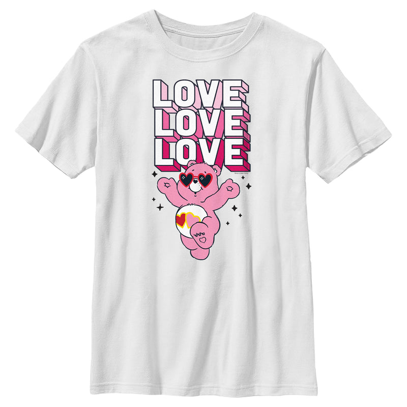 Boy's Care Bears Valentine's Day Love-a-lot Bear Love Sunglasses T-Shirt