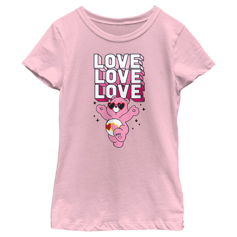 Girl's Care Bears Valentine's Day Love-a-lot Bear Love Sunglasses T-Shirt