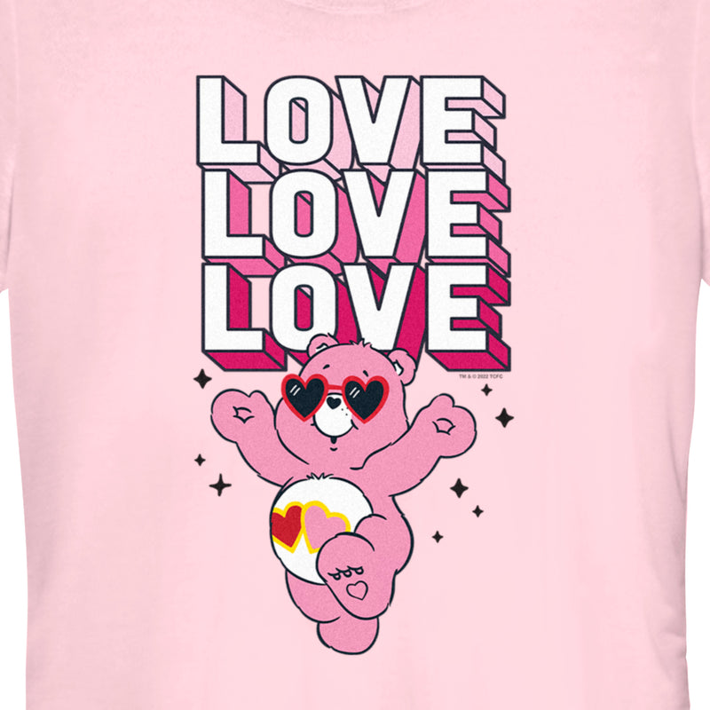 Junior's Care Bears Valentine's Day Love-a-lot Bear Love Sunglasses T-Shirt