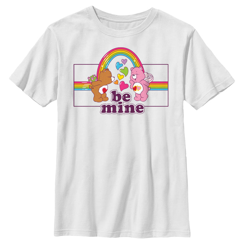 Boy's Care Bears Valentine's Day Tenderheart Bear and Love-a-Lot Bear Be Mine Rainbow T-Shirt