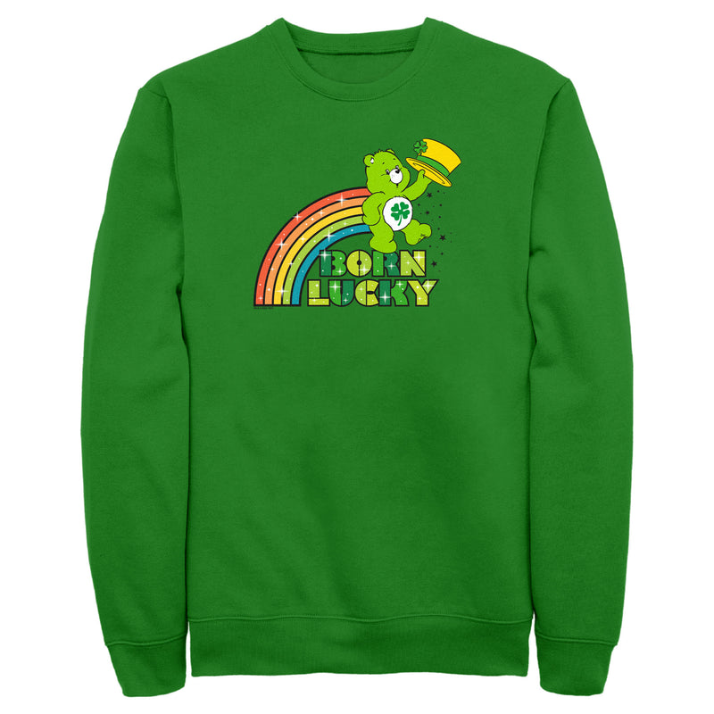 Men's Care Bears St. Patrick's Day Good Luck Bear Born Lucky Rainbow Sweatshirt