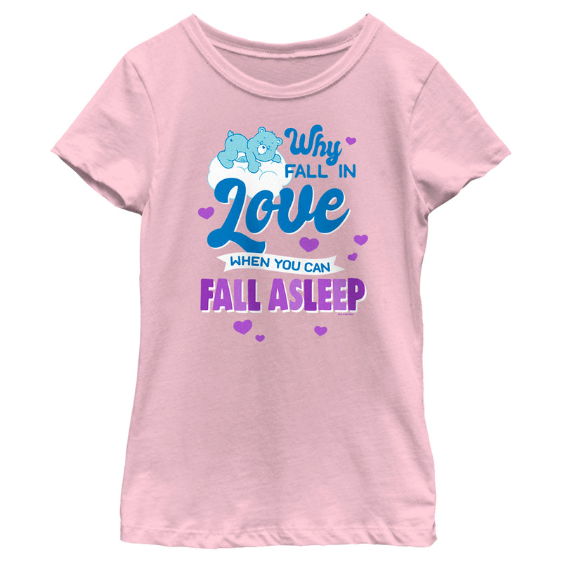 Girl's Care Bears Valentine's Day Bedtime Bear Why Fall in Love T-Shirt