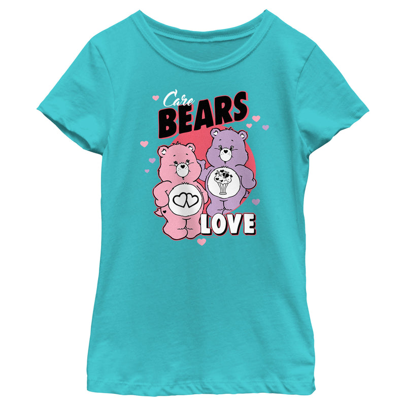 Girl's Care Bears Valentine's Day Love-a-Lot Bear and Share Bear Love T-Shirt