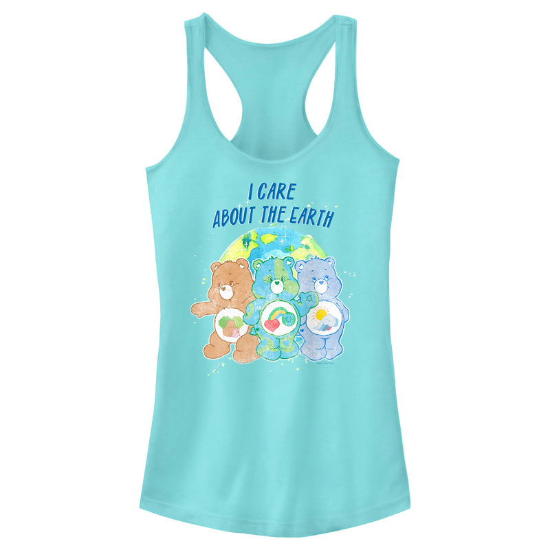 Junior's Care Bears I Care About the Earth Racerback Tank Top