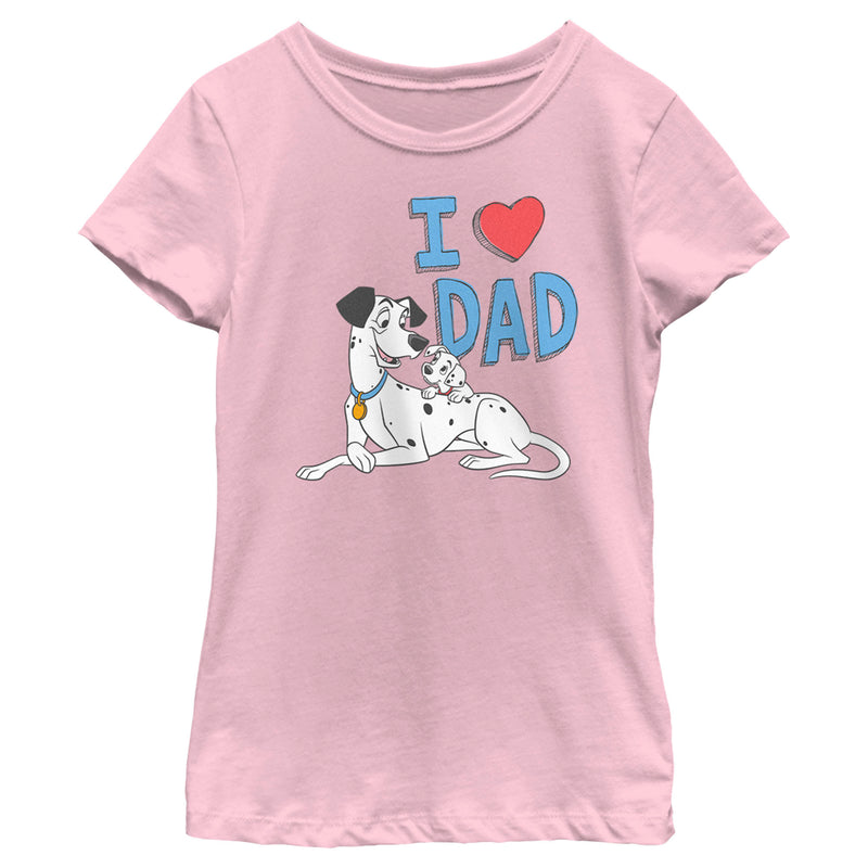 Girl's One Hundred and One Dalmatians Pongo and Lucky I Love Dad T-Shirt