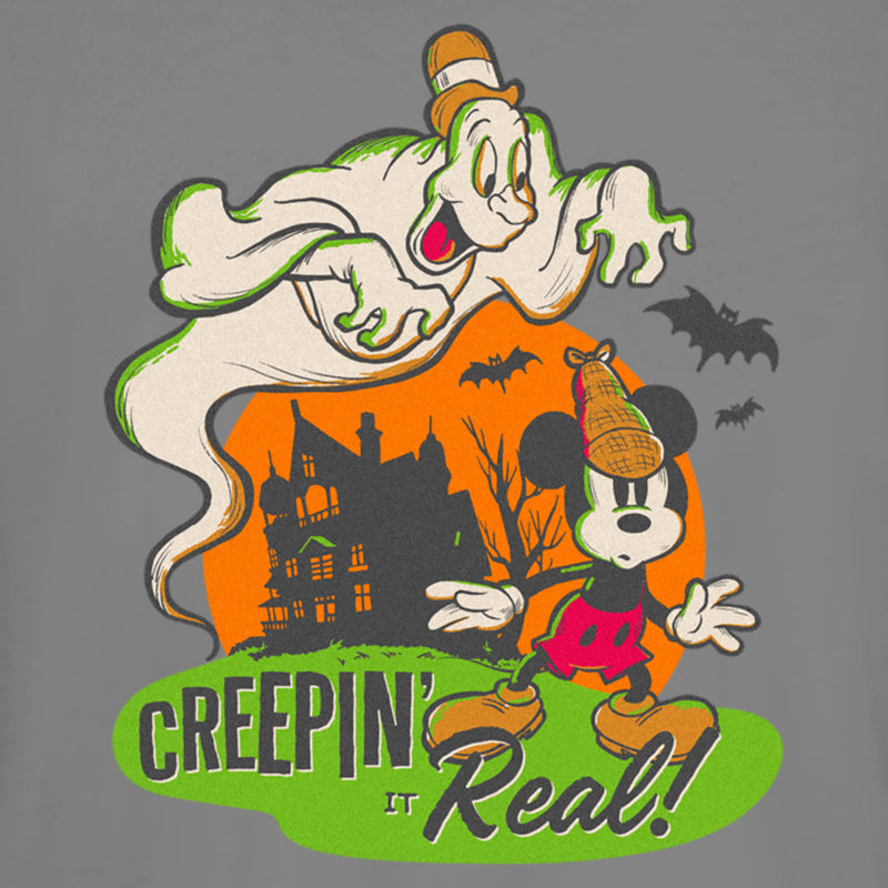 Junior's Mickey & Friends Halloween Retro Mickey Mouse Creepin' it Real T-Shirt