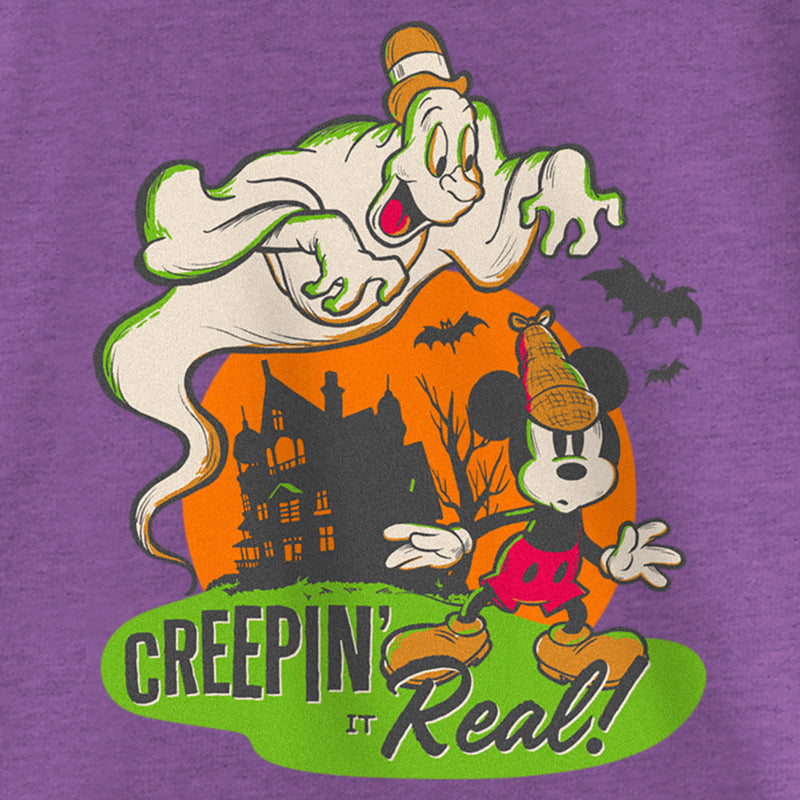 Girl's Mickey & Friends Halloween Retro Mickey Mouse Creepin' it Real T-Shirt