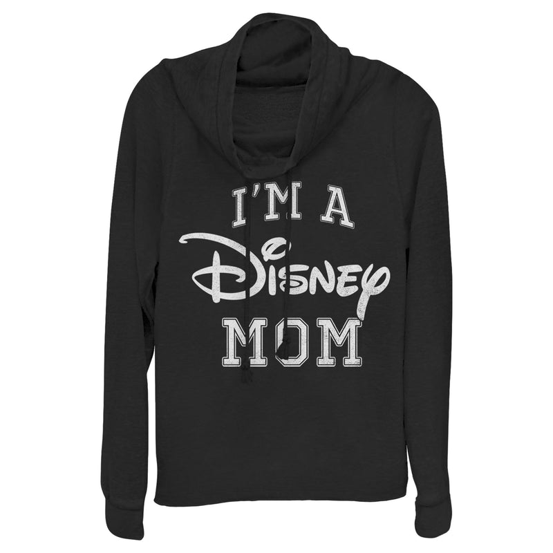 Junior's Disney I'm a Mom Distressed Logo Cowl Neck Sweatshirt