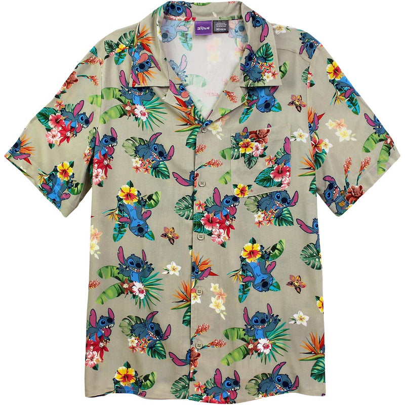 Men's Lilo & Stitch Tropical Alien Pose Button Down Shirt