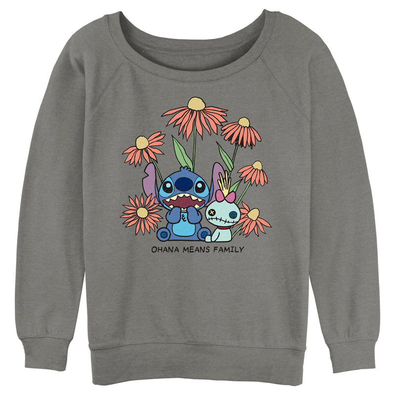 Junior's Lilo & Stitch Floral Scrump and Stitch Sweatshirt