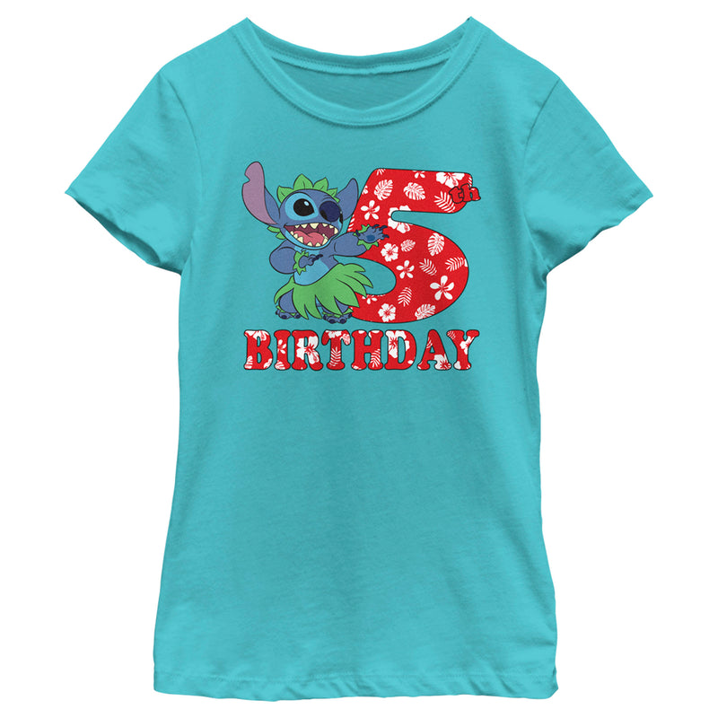 Girl's Lilo & Stitch 5th Birthday Hula Dance T-Shirt