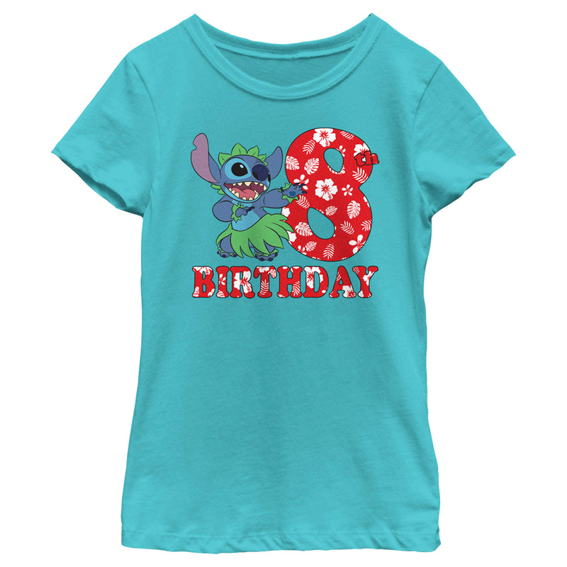 Girl's Lilo & Stitch 8th Birthday Hula Dance T-Shirt