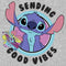 Junior's Lilo & Stitch Sending Good Vibes Logo Sweatshirt