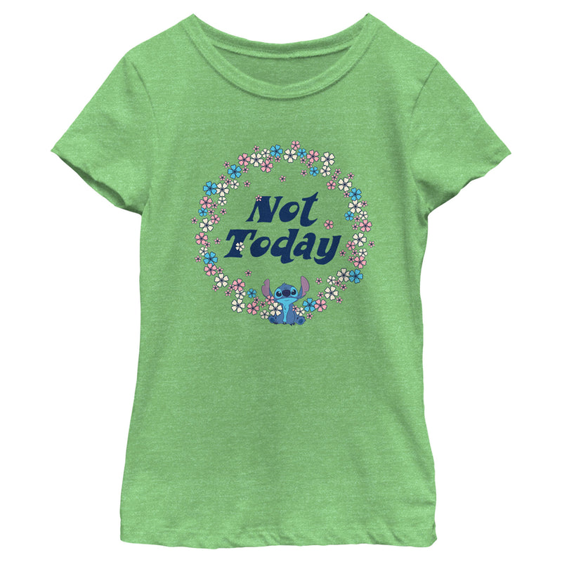 Girl's Lilo & Stitch Not Today Floral Circle T-Shirt