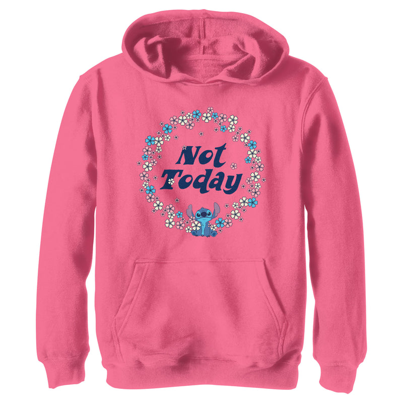 Boy's Lilo & Stitch Not Today Floral Circle Pull Over Hoodie