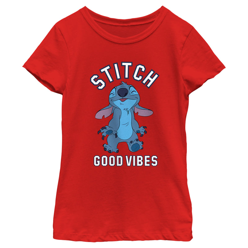 Girl's Lilo & Stitch Good Vibes Happy Stitch T-Shirt