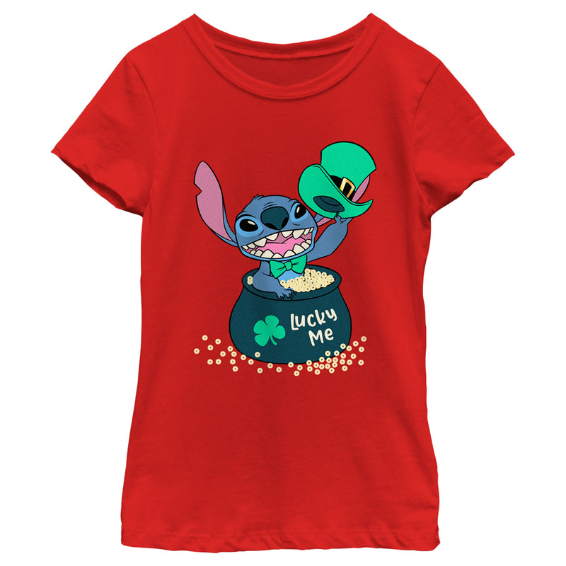 Girl's Lilo & Stitch Lucky Me Leprechaun Stitch T-Shirt