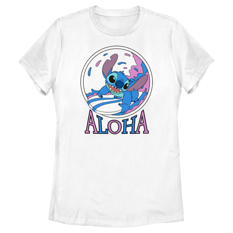 Women's Lilo & Stitch Pink and Blue Aloha T-Shirt