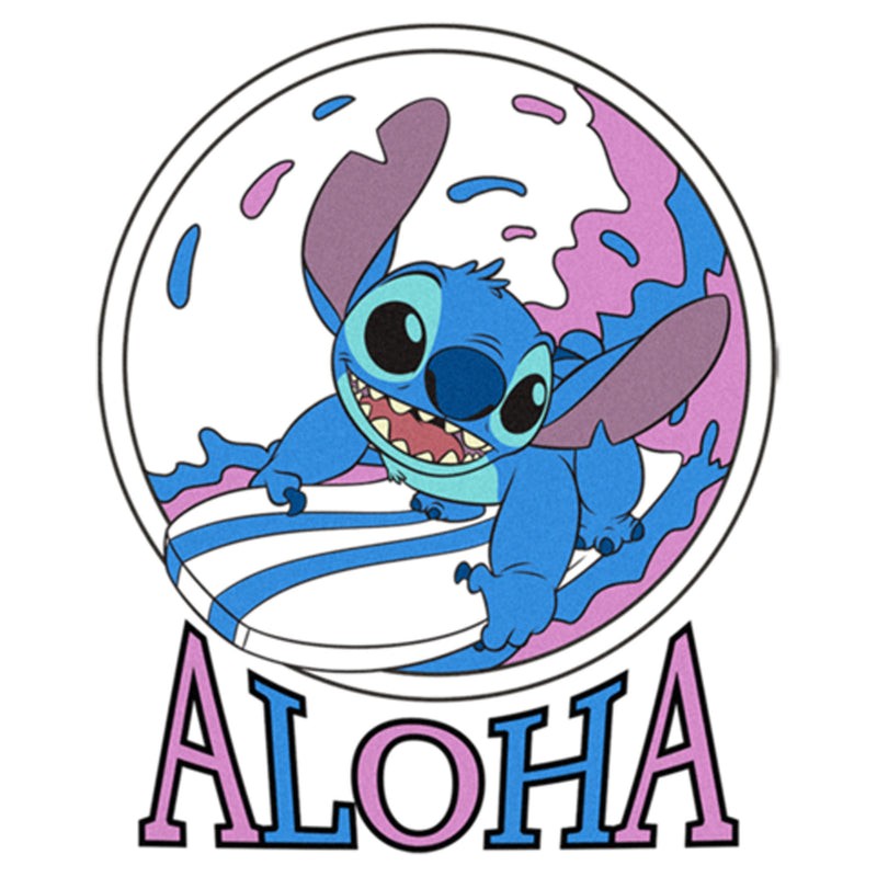 Junior's Lilo & Stitch Pink and Blue Aloha T-Shirt