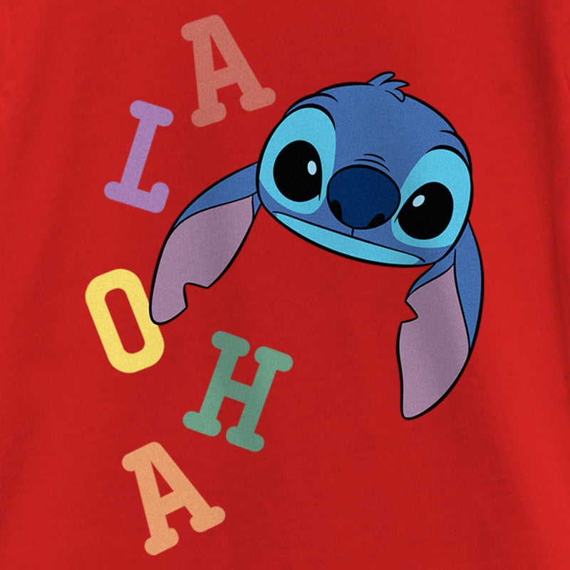 Girl's Lilo & Stitch Colorful Aloha Stitch Face T-Shirt