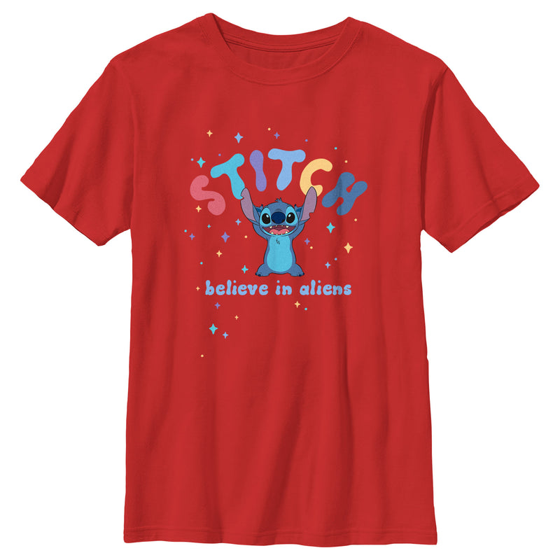 Boy's Lilo & Stitch Believe in Aliens Stitch T-Shirt