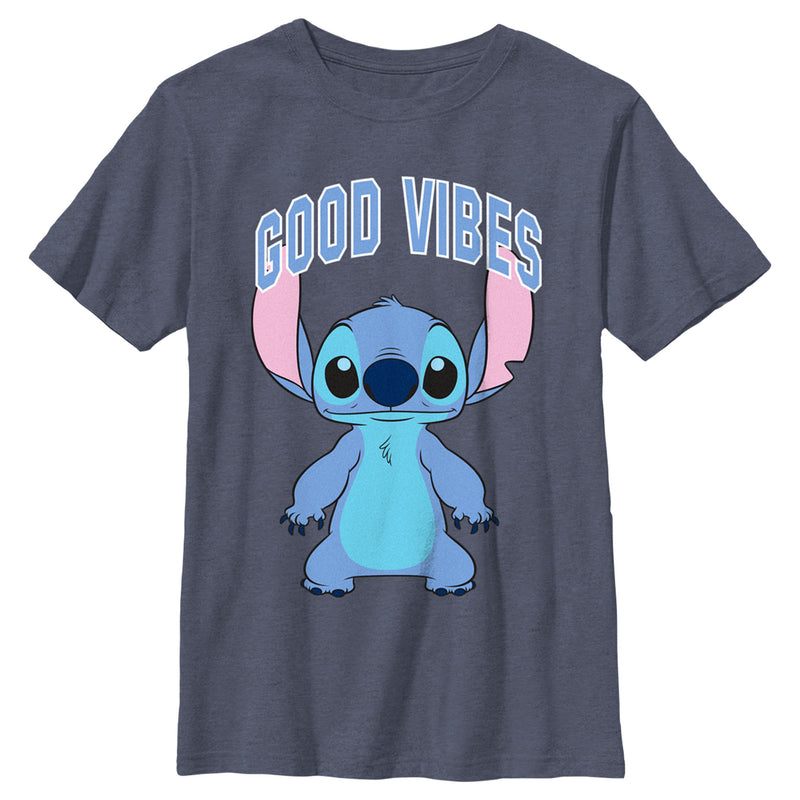 Boy's Lilo & Stitch Good Vibes Collegiate Stitch T-Shirt