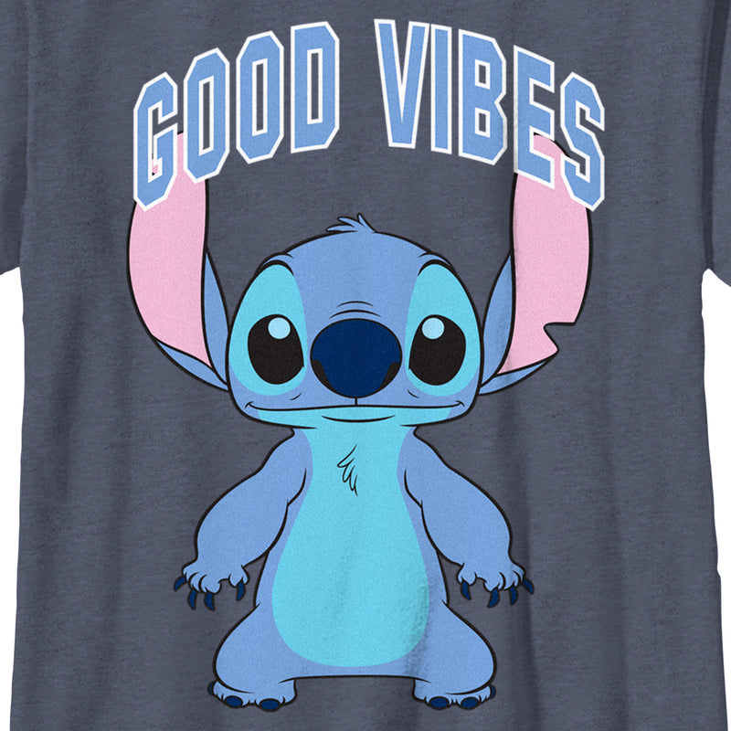 Boy's Lilo & Stitch Good Vibes Collegiate Stitch T-Shirt