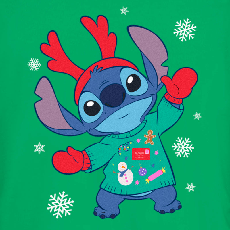 Junior's Lilo & Stitch Christmas Outfit Stitch T-Shirt