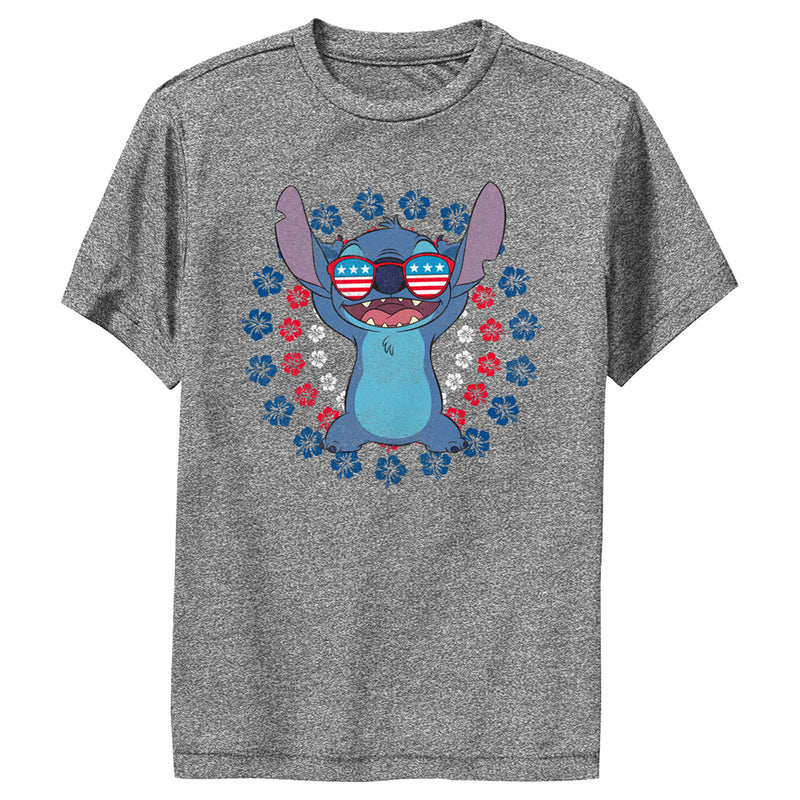 Boy's Lilo & Stitch Patriotic Hibiscus Circles Performance Tee