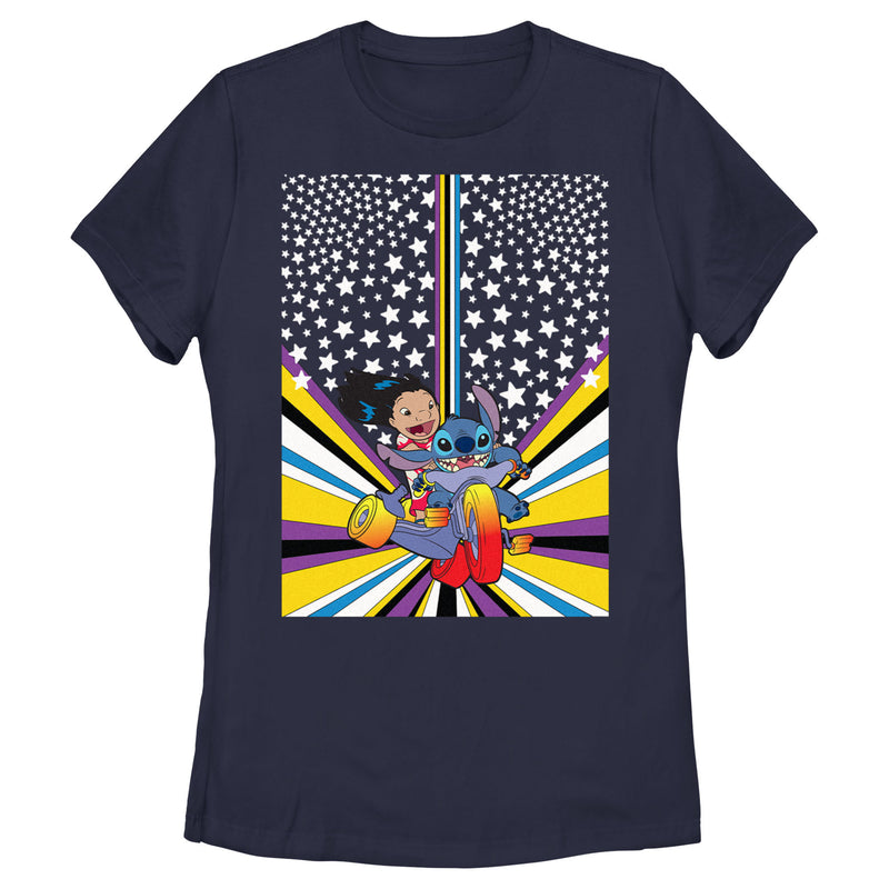 Women's Lilo & Stitch Friends on Bike Poster T-Shirt