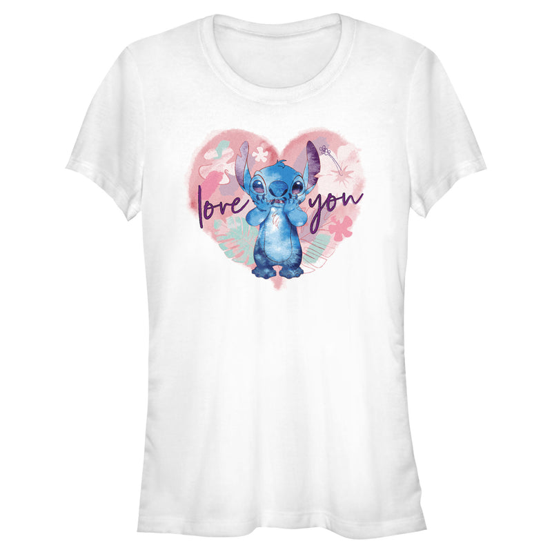 Junior's Lilo & Stitch Love you Watercolor T-Shirt