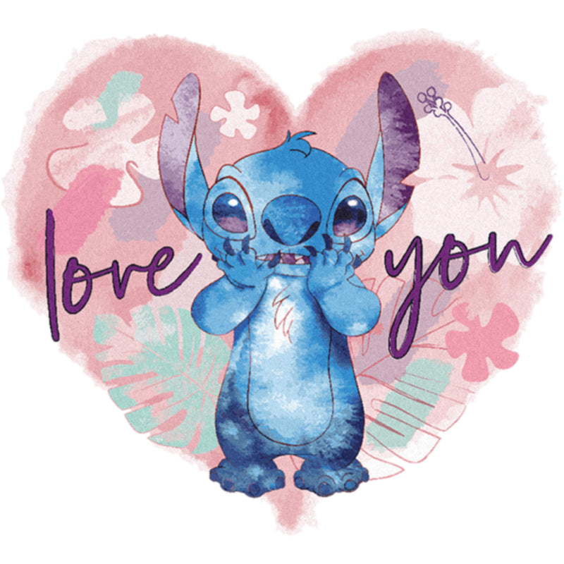 Junior's Lilo & Stitch Love you Watercolor T-Shirt