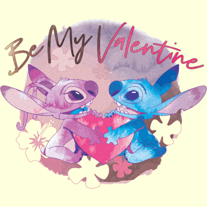 Men's Lilo & Stitch Be My Valentine Watercolor Couple T-Shirt