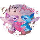 Girl's Lilo & Stitch Be My Valentine Watercolor Couple T-Shirt