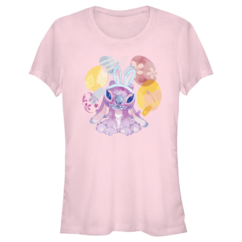 Junior's Lilo & Stitch Easter Angel Watercolor Eggs T-Shirt