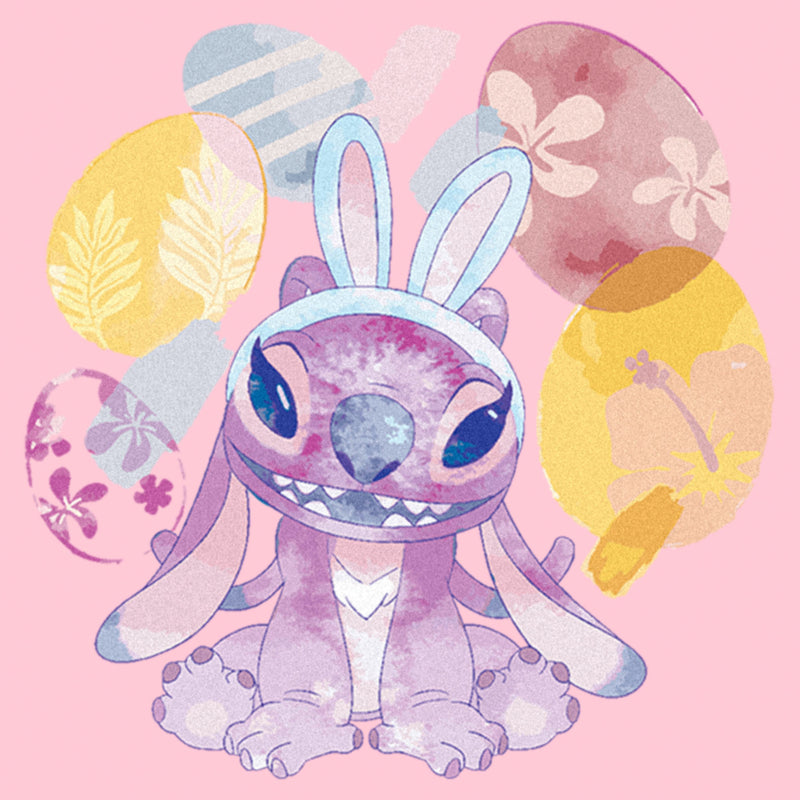 Girl's Lilo & Stitch Easter Angel Watercolor Eggs T-Shirt