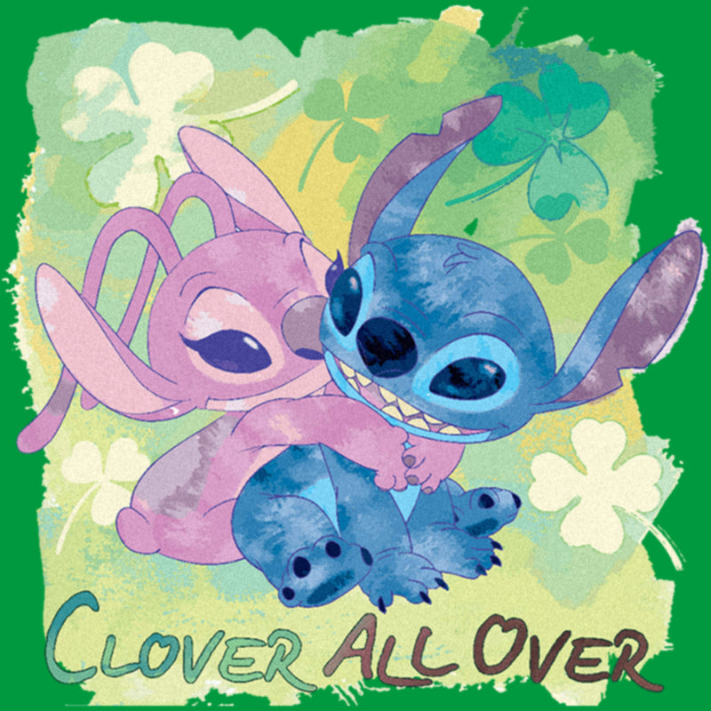 Junior's Lilo & Stitch Clover All Over T-Shirt