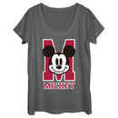 Women's Mickey & Friends M Collegiate Mickey Logo Scoop Neck