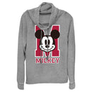 Junior's Mickey & Friends M Collegiate Mickey Logo Cowl Neck Sweatshirt