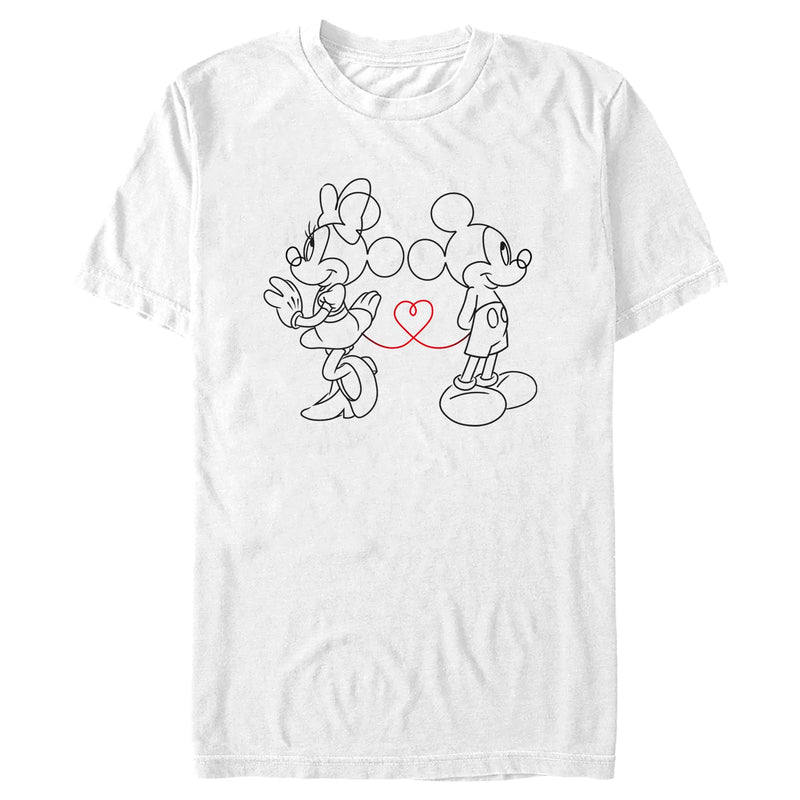 Men's Mickey & Friends Line Art Heart Tail T-Shirt