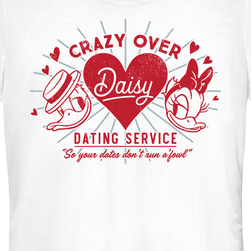 Junior's Mickey & Friends Valentine's Day Crazy Over Daisy Dating Service T-Shirt