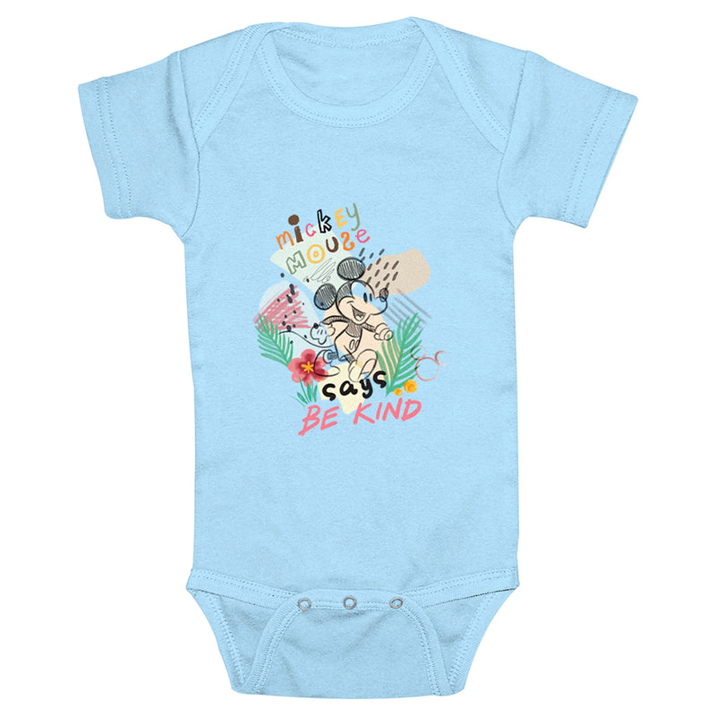 Infant's Mickey & Friends Says Be Kind Tropical Sketch Onesie
