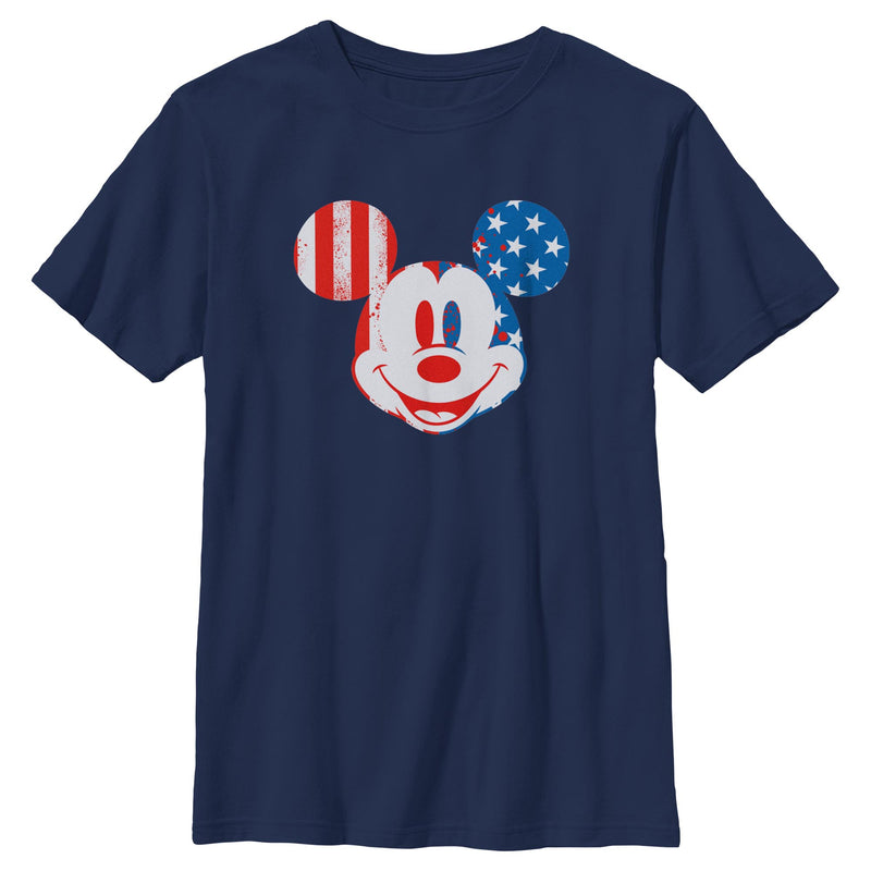 Boy's Mickey & Friends American Flag Retro Mouse T-Shirt