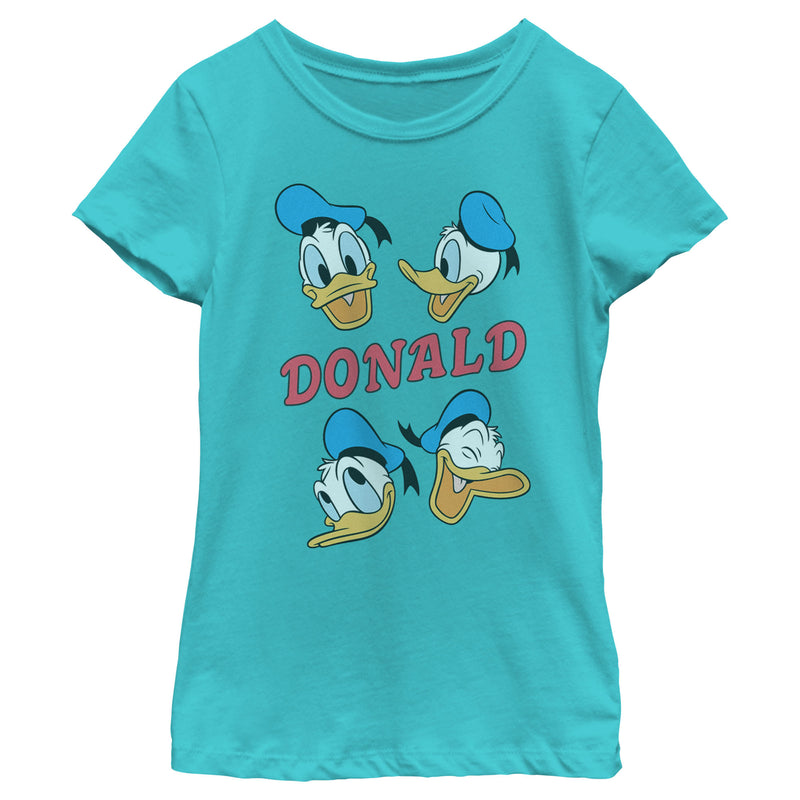 Girl's Mickey & Friends Donald Duck Faces T-Shirt