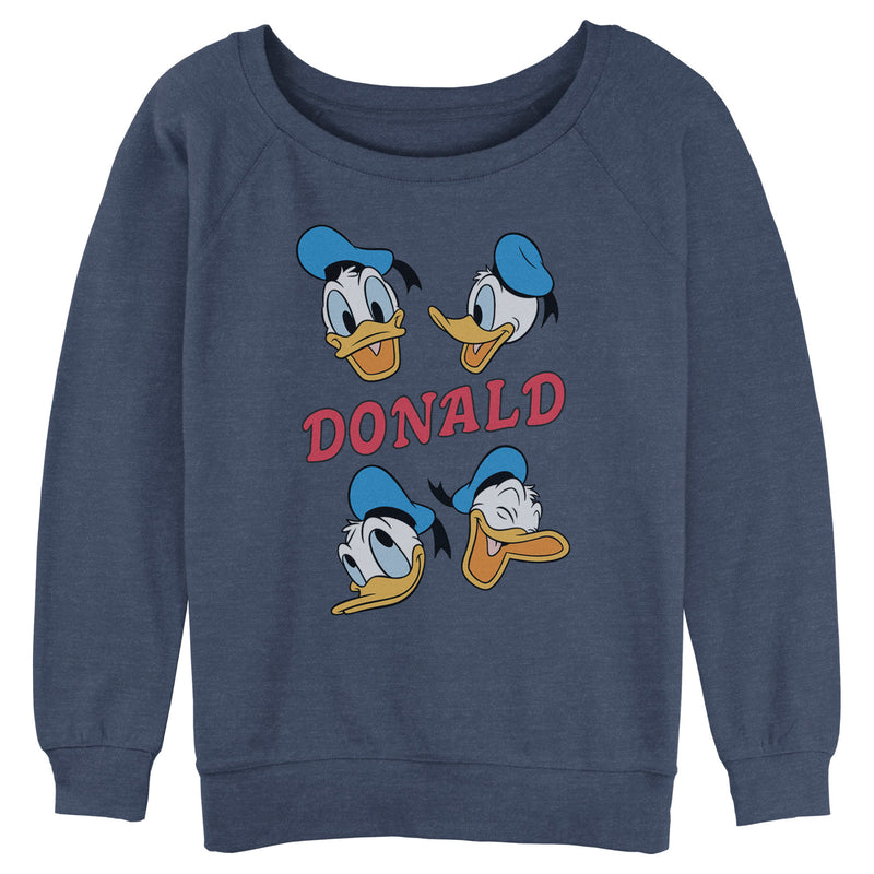 Junior's Mickey & Friends Donald Duck Faces Sweatshirt